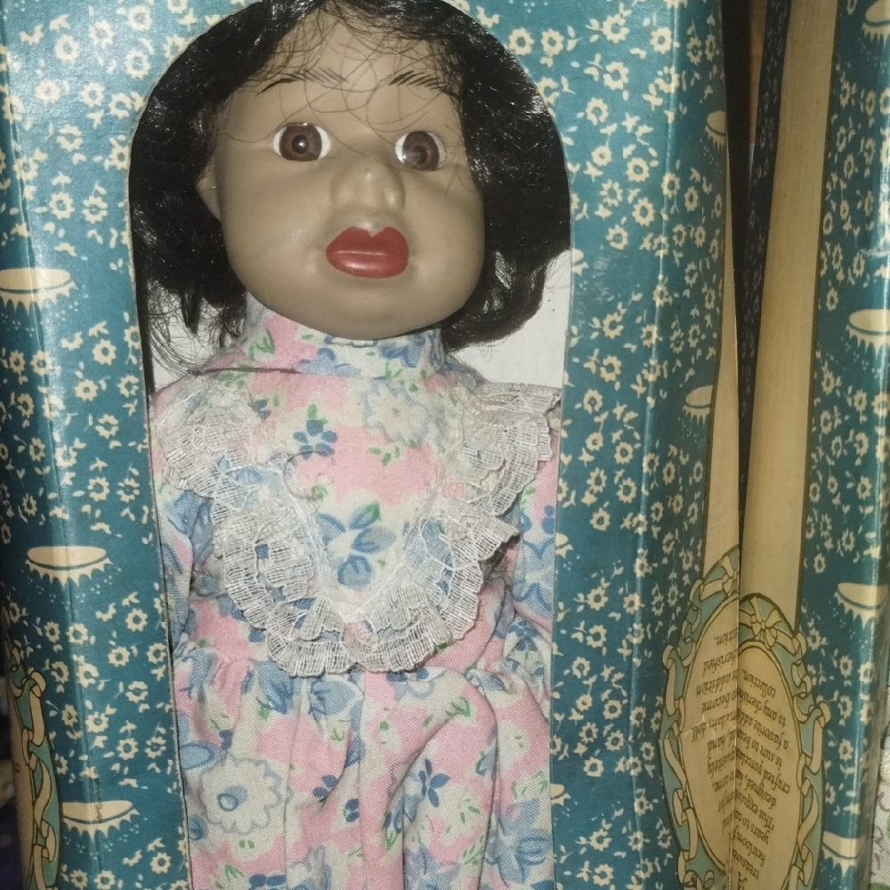 Floral Porcelain Doll with Lace Collar